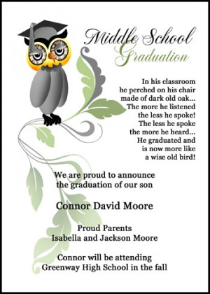 Graduation Wise Ole Owl Middle School Announcements and Invitations