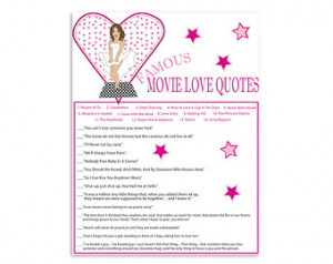 Printable Wedding Bridal Shower Gam e Famous Movie Love Quotes ...