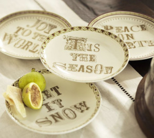 pottery barn holiday-isms plates )