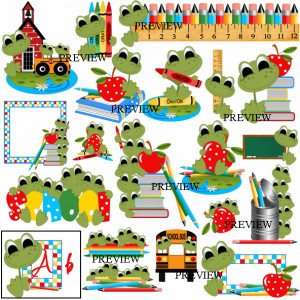Whimsical school collection includes mischievious little frogs ...