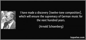... supremacy of German music for the next hundred years. - Arnold