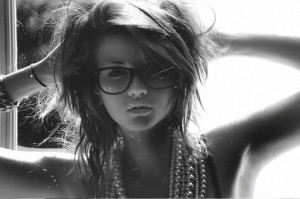 beautiful, black and white, girl, glasses, sexy