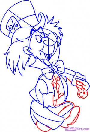 how to draw mad hatter from alice in wonderland step 5