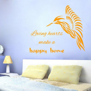 Wall Decals Wall Quotes Loving Hearts Make A Happy Home Hummingbird ...