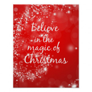 Red Sparkles with Christmas Magic Quote Poster