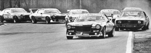 Camaros racing in the 1976 Camaro Cup at Ring Knutstorp in Sweden