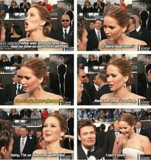 Best Actress winner Jennifer Lawrence , looking for snacks on the ...