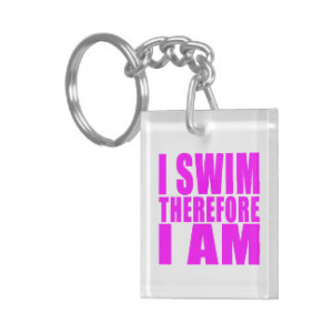 Funny Girl Swimmers Quotes : I Swim Therefore I am Single-Sided Square ...
