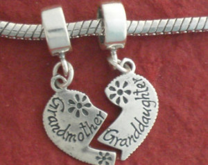 Sterling Silver GRANDMOTHER GRANDDA UGHTER Charm SOLID 925 Break share