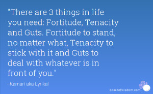 are 3 things in life you need: Fortitude, Tenacity and Guts. Fortitude ...
