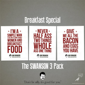Ron Swanson Quotes, Motivational Wall Decor, Breakfast foods, bacon ...