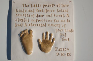 Baby gift hand and footprint with Quote Mold by Dprintsclayful