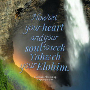Now set your heart and your soul to seek Yahweh your Elohim.