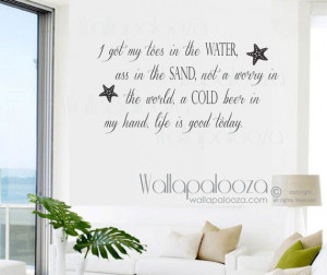 Beach wall decal Beach Wall Quote Toes in by WallapaloozaDecals, $38 ...