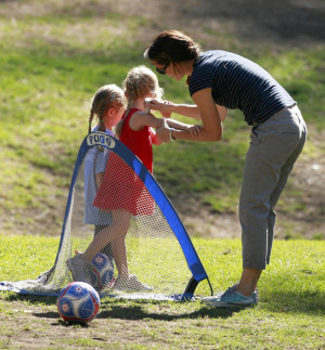 Actress Jennifer Garner takes their daughter Violet to the Soccer Kids ...