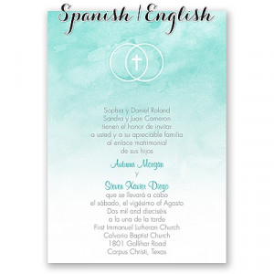 ... Sayings In Spanish: Amor Y Fe Wedding Invitation Aqua Spanish Wedding