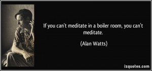 If you can't meditate in a boiler room, you can't meditate. - Alan ...