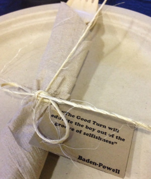 Each utensil package had a different Baden-Powell quote More