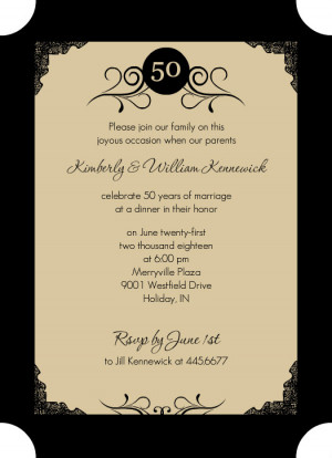 Gold Photo Frame Antique 50th Anniversary Invite by PurpleTrail.com.