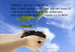 Behold, I will do a new thing, Now it shall spring forth; Shall you ...