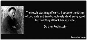 ... by good fortune they all look like my wife. - Arthur Rubinstein