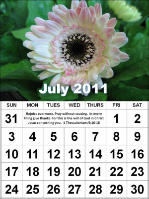 ... this Free Christian Monthly Calendar 2011 July with Bible verses