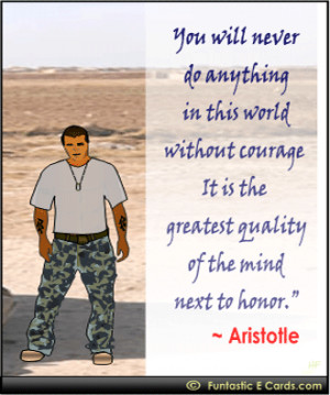 Postcard with Aristotle quote 'Courage is the greatest quality of the ...