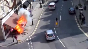 ... footage captured an explosion from beneath a pavement in Pimlico