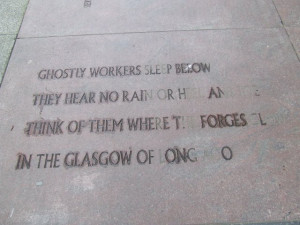 poetry by edwin morgan inscribed on a glasgow pavement