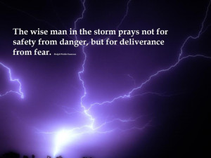 the wise man in the storm prays god not for safety from danger but for