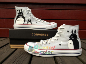 Totoro Cartoon Converse Shoes Hand Painted High Top Canvas Sneaker Men ...