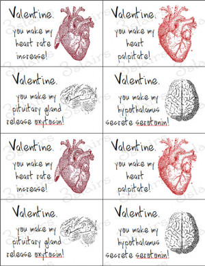 Nerdy, Geeky, Anatomy, Anatomical Printable Valentine Cards