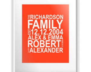 Family print, Important dates print, family names print 8X10, 11X14 or ...