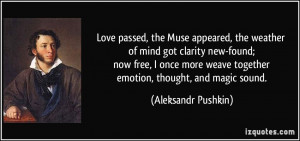 Love passed, the Muse appeared, the weather of mind got clarity new ...