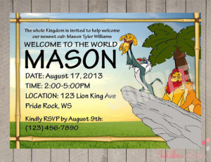 Personalized Lion King Baby Shower Printable Invitation