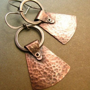 Mixed Metal Jewelry - Sterling Silver And Copper Earrings - Riveted ...