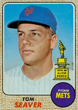 Tom Seaver shared his 1967 Topps rookie card with Bill Denehy .