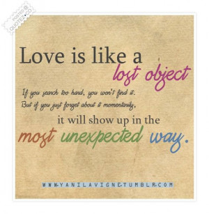 Love Is Like A Lost Object Quote