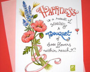 Happiness Quote Card. Flowers Inspi rational Card. Make a Bouquet ...