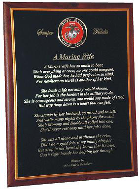 Military Wife Engraved Cherry Plaque