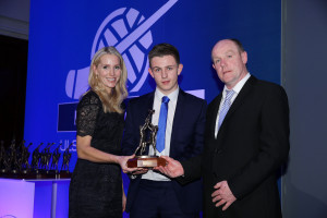 Hugh Pat McNeill receives his All star from Nichola McCleary Danske