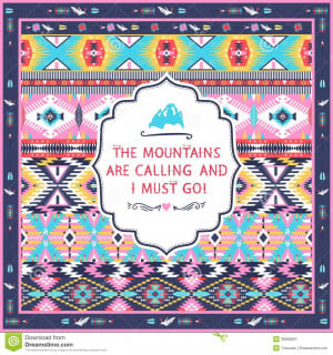 ... Vector: Navajo seamless colorful tribal pattern with quotes on labels