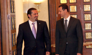 ... Minister Saad Hariri at the Presidential Palace in Damascus on Monday