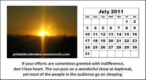 July 2011 Calendar encouraging quote