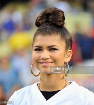 News Photo: Actress Zendaya sings the national anthem before the…