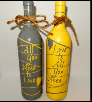 She also made (yes, made) these adorable wine bottles using the quote ...