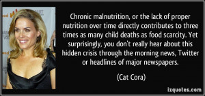 Chronic malnutrition, or the lack of proper nutrition over time ...