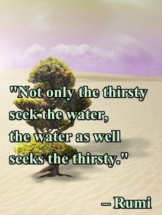 only the thirsty seek the water, the water as well seeks the thirsty ...