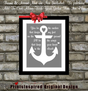 You Be The Anchor Quote Art: Custom Colors Nautical Home Wall Decor ...