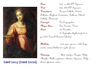 Saint Lucy (Saint Lucia) VIRGIN, MARTYR